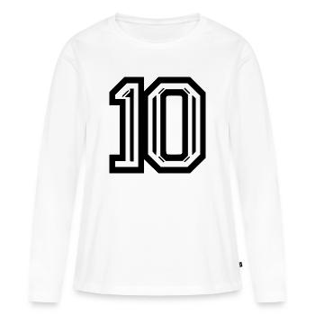 Graphique élégant numéro 10 - T-shirt manches longues Premium bio Femme - blanc - Devant - Julia (174cm)