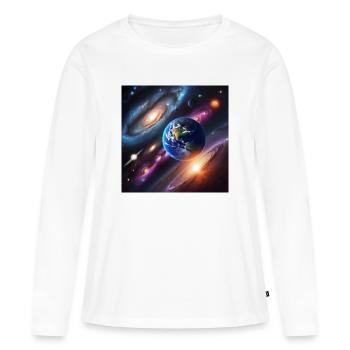 Système solaire / Solar System - T-shirt manches longues Premium bio Femme - blanc - Devant - Julia (174cm)