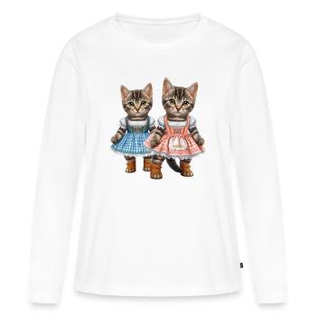 Chatons Dirndl - T-shirt manches longues Premium bio Femme - blanc - Devant - Julia (174cm)