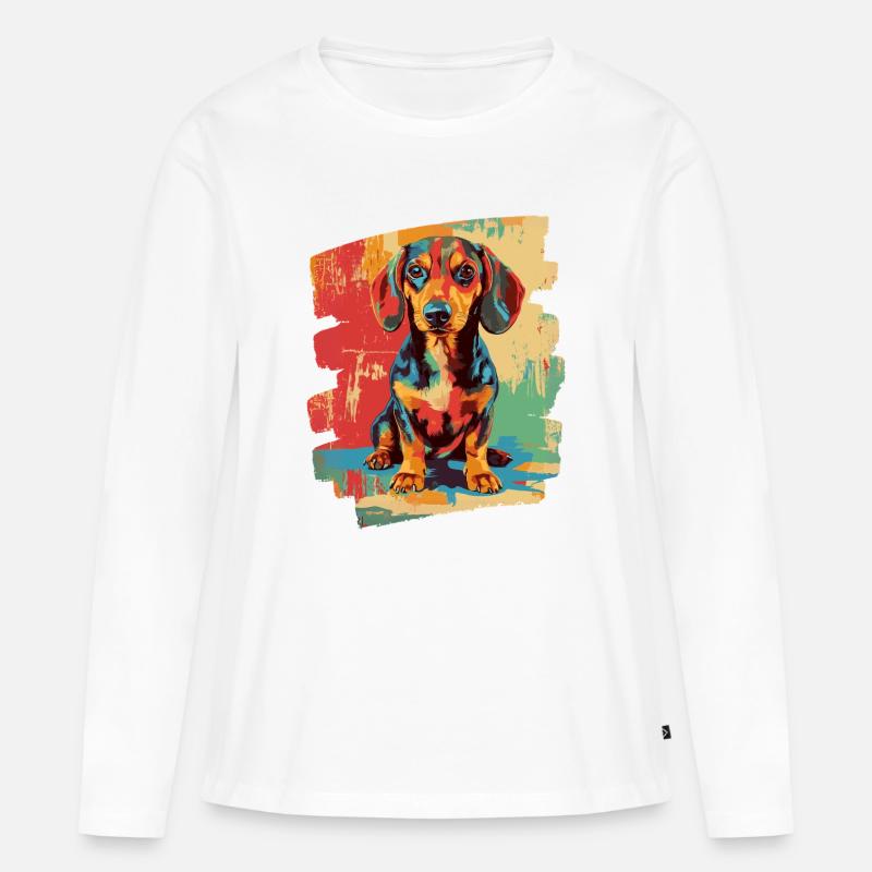 Dackel - Frauen Premium Bio Langarmshirt - Weiß