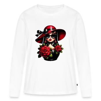 Fille russe ! Matriochka Russe pour Russes - T-shirt manches longues Premium bio Femme - blanc - Devant - Julia (174cm)