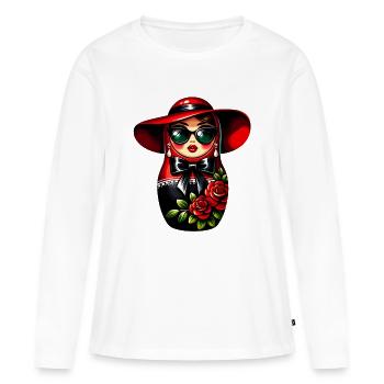Fille russe ! Matriochka Russe pour Russes - T-shirt manches longues Premium bio Femme - blanc - Devant - Julia (174cm)