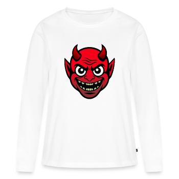 Diable - T-shirt manches longues Premium bio Femme - blanc - Devant - Julia (174cm)