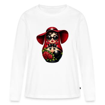 Fille russe ! Matriochka Russe pour Russes - T-shirt manches longues Premium bio Femme - blanc - Devant - Julia (174cm)