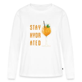 Stay Hydrated Spritz Longdrink Cocktail Party - T-shirt manches longues Premium bio Femme - blanc - Devant - Julia (174cm)