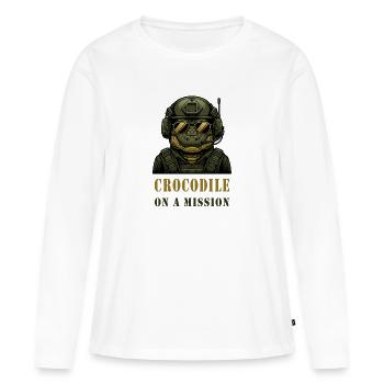Un crocodile en mission - T-shirt manches longues Premium bio Femme - blanc - Devant - Julia (174cm)