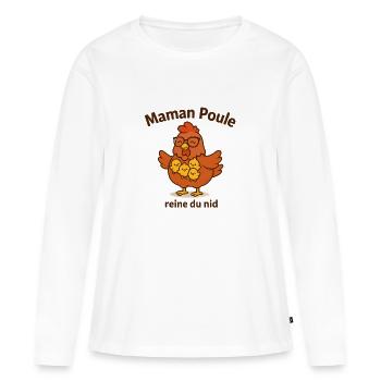 Mama Henne Königin des Nestes Illustration - Frauen Premium Bio Langarmshirt - Weiß - Vorne - Julia (174cm)