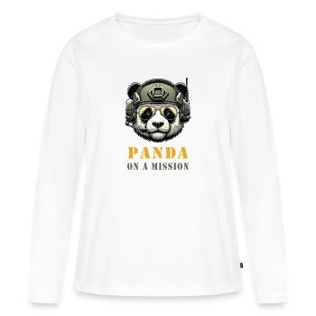 Panda en mission / Militaire - T-shirt manches longues Premium bio Femme - blanc - Devant - Julia (174cm)