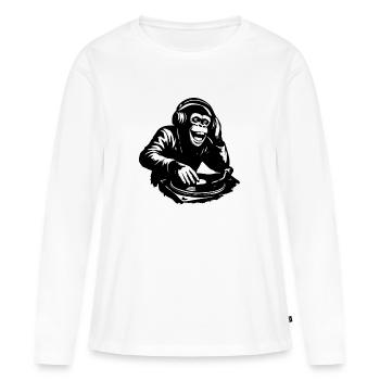 DJ The Monkey Danse à la Banksy - T-shirt manches longues Premium bio Femme - blanc - Devant - Julia (174cm)