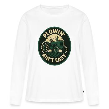 Plowin Aint Easy - Women's Premium Organic Long Sleeve Shirt - white - Front - Julia (174cm)