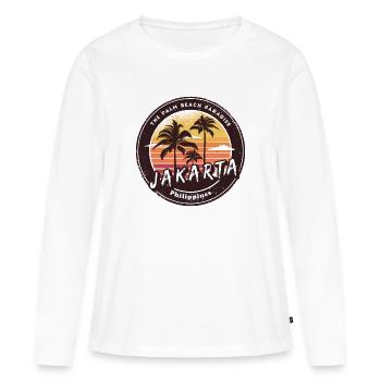 Jakarta Philippines Plage Palmiers Design - T-shirt manches longues Premium bio Femme - blanc - Devant - Julia (174cm)