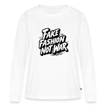 Fake Fashion not War - Frauen Premium Bio Langarmshirt - Weiß - Vorne - Julia (174cm)