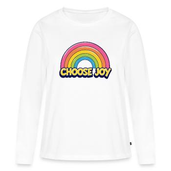 Choisissez la joie - T-shirt manches longues Premium bio Femme - blanc - Devant - Julia (174cm)