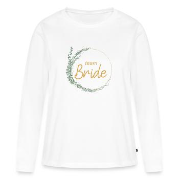 Team Bride! Eukalyptus-Kranz, personalisierbar - Frauen Premium Bio Langarmshirt - Weiß - Vorne - Julia (174cm)