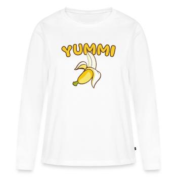 YUMMI - Geschmacksache - Frauen Premium Bio Langarmshirt - Weiß - Vorne - Julia (174cm)