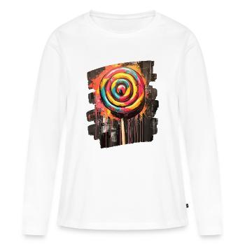 Sucette sucette bonbons bonbons - T-shirt manches longues Premium bio Femme - blanc - Devant - Julia (174cm)