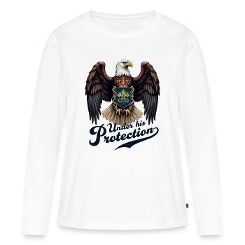L’aigle le protecteur - T-shirt manches longues Premium bio Femme - blanc - Devant - Julia (174cm)