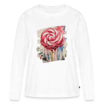 Sucette sucette bonbons bonbons - T-shirt manches longues Premium bio Femme - blanc - Devant - Julia (174cm)
