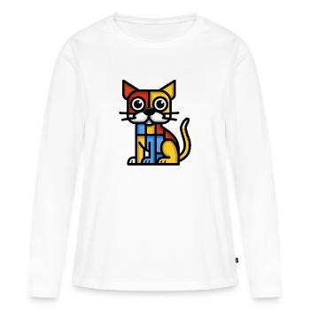 Image colorée d’un chien cubiste - T-shirt manches longues Premium bio Femme - blanc - Devant - Julia (174cm)