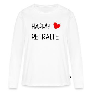 RETRAITE. RETRAITE. RETRAITEE. RETRAITE - T-shirt manches longues Premium bio Femme - blanc - Devant - Julia (174cm)