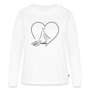 L’équipe de la mariée ! Coeur & Robe de mariée, Personnalisable - T-shirt manches longues Premium bio Femme - blanc - Devant - Julia (174cm)