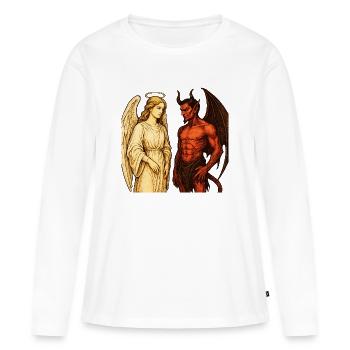 Ange céleste vs démone ardent Illustration - T-shirt manches longues Premium bio Femme - blanc - Devant - Julia (174cm)