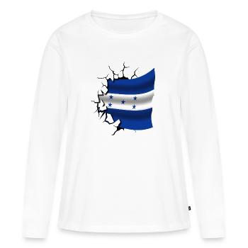 Flagge von Honduras - Honduras - Flagge Broken Design - Frauen Premium Bio Langarmshirt - Weiß - Vorne - Julia (174cm)
