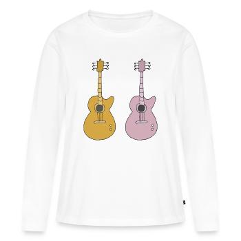 Deux guitares - T-shirt manches longues Premium bio Femme - blanc - Devant - Julia (174cm)