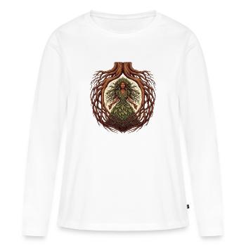 Déesse des arbres | Gardien de la nature et de l’énergie vitale - T-shirt manches longues Premium bio Femme - blanc - Devant - Julia (174cm)
