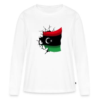 Drapeau de la Libye - Libye - Drapeau Broken Design - T-shirt manches longues Premium bio Femme - blanc - Devant - Julia (174cm)