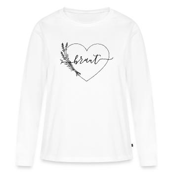 Team BrautHerz Wildblumen - Frauen Premium Bio Langarmshirt - Weiß - Vorne - Julia (174cm)