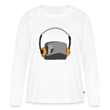 Lecteur audio cassette portable cool - T-shirt manches longues Premium bio Femme - blanc - Devant - Julia (174cm)