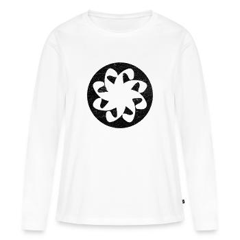 Symbole arménien Chrétien d’éternité - cercle noir - T-shirt manches longues Premium bio Femme - blanc - Devant - Julia (174cm)