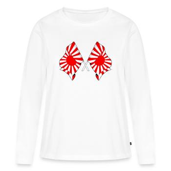 Drapeaux croisés du Soleil levant - T-shirt manches longues Premium bio Femme - blanc - Devant - Julia (174cm)