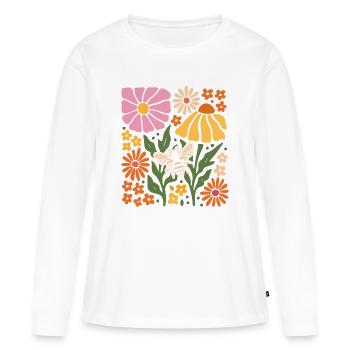 Abeille à fleurs douces - T-shirt manches longues Premium bio Femme - blanc - Devant - Julia (174cm)