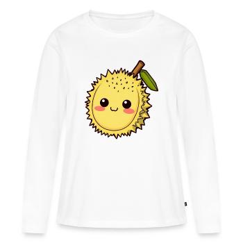 Fruit de durian Fruit puant - T-shirt manches longues Premium bio Femme - blanc - Devant - Julia (174cm)