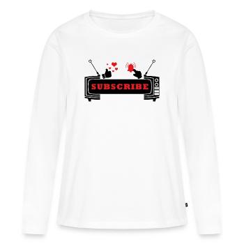 Heart and Bell Subscribe Icon Design - Women's Premium Organic Long Sleeve Shirt - white - Front - Julia (174cm)