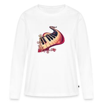 L’élégance en mouvement : le piano incurvé - T-shirt manches longues Premium bio Femme - blanc - Devant - Julia (174cm)