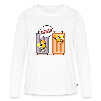 VALISE DE VACANCES STRESS VACANCES - T-shirt manches longues Premium bio Femme - blanc - Devant - Julia (174cm)