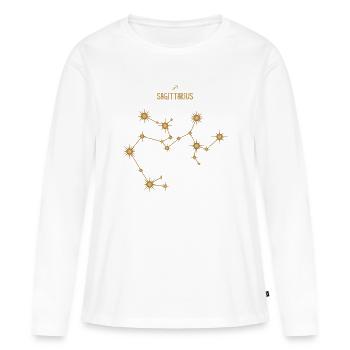 Signe du zodiaque Sagittaire Constellation d’étoiles Doré - T-shirt manches longues Premium bio Femme - blanc - Devant - Julia (174cm)