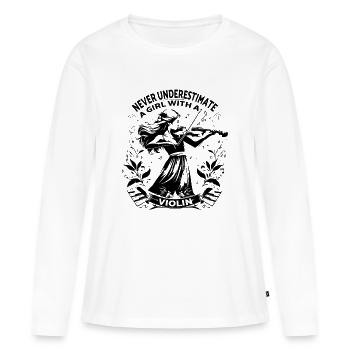 Motif de mandala complexe en monochrome - T-shirt manches longues Premium bio Femme - blanc - Devant - Julia (174cm)