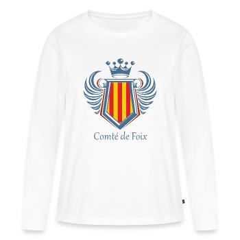 Comté de foix - T-shirt manches longues Premium bio Femme - blanc - Devant - Julia (174cm)