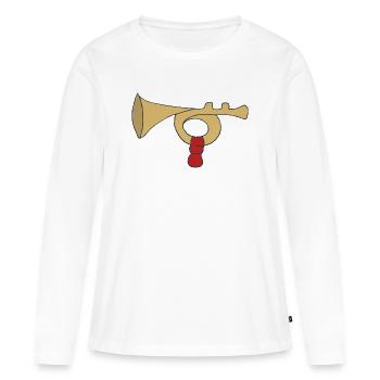 Trombone vintage avec manche rouge - T-shirt manches longues Premium bio Femme - blanc - Devant - Julia (174cm)
