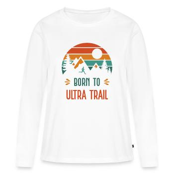 Né pour l’Ultra Trail - T-shirt manches longues Premium bio Femme - blanc - Devant - Julia (174cm)