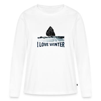 J’adore l’arbre d’hiver avec - T-shirt manches longues Premium bio Femme - blanc - Devant - Julia (174cm)