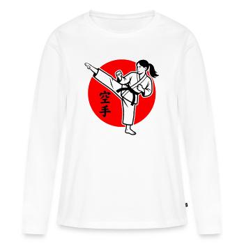 Karate Yokogeri weiblich - Frauen Premium Bio Langarmshirt - Weiß - Vorne - Julia (174cm)