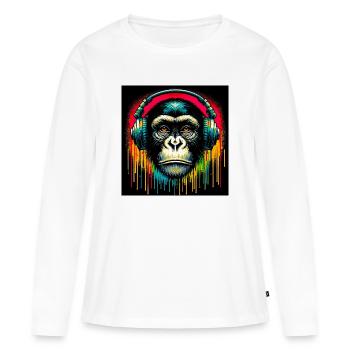 Chimpanzee Monkey - Women's Premium Organic Long Sleeve Shirt - white - Front - Julia (174cm)