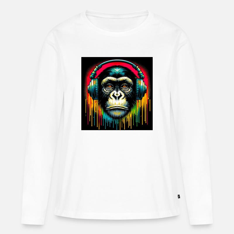 Schimpansen-Affe - Frauen Premium Bio Langarmshirt - Weiß