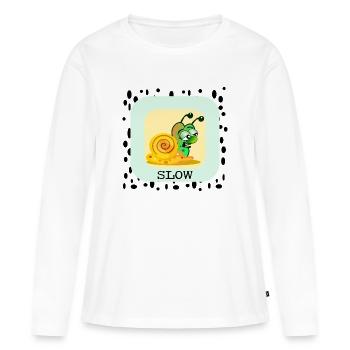 ESCARGOT LENT - T-shirt manches longues Premium bio Femme - blanc - Devant - Julia (174cm)