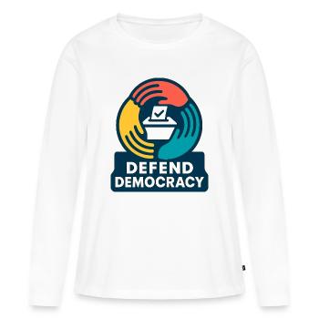 Défendre la démocratie - T-shirt manches longues Premium bio Femme - blanc - Devant - Julia (174cm)